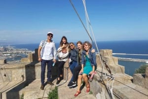 Vista del cielo della funivia di Barcellona, fontana magica e visita al castello