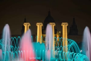 Vista del cielo della funivia di Barcellona, fontana magica e visita al castello