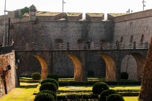 Vista del cielo della funivia di Barcellona, fontana magica e visita al castello