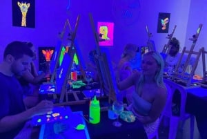 Barcelone : Atelier de peinture fluorescente et de vin