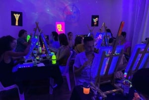 Barcelona: Fluorescent Paint and Wine Workshop