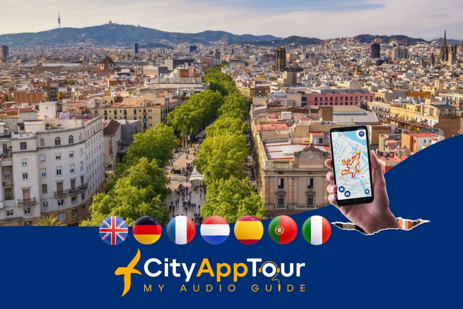 Barcellona Las Ramblas: Tour guidato a piedi con audioguida sull'App
