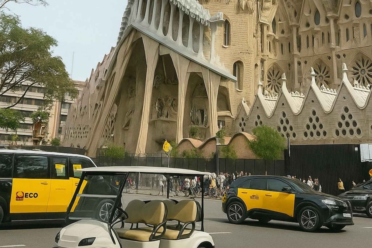 Barcelona: Private Golf Cart Tour with Culinary Tasting Included