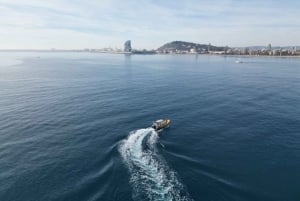 Barcelona: Speed boat skyline view