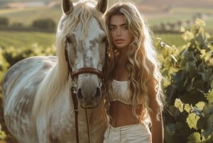 Barcellona: Cavalcata nei vigneti e degustazione di vini + tapas