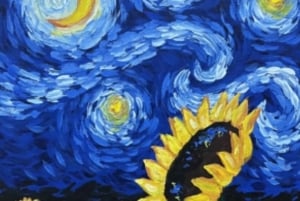 Barcellona: Corso di pittura e sorseggio dell'Accademia Wine Gogh Glow