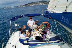 Barcelona Badalona : Sailboat Tour, Snacks, Drinks, Swimming