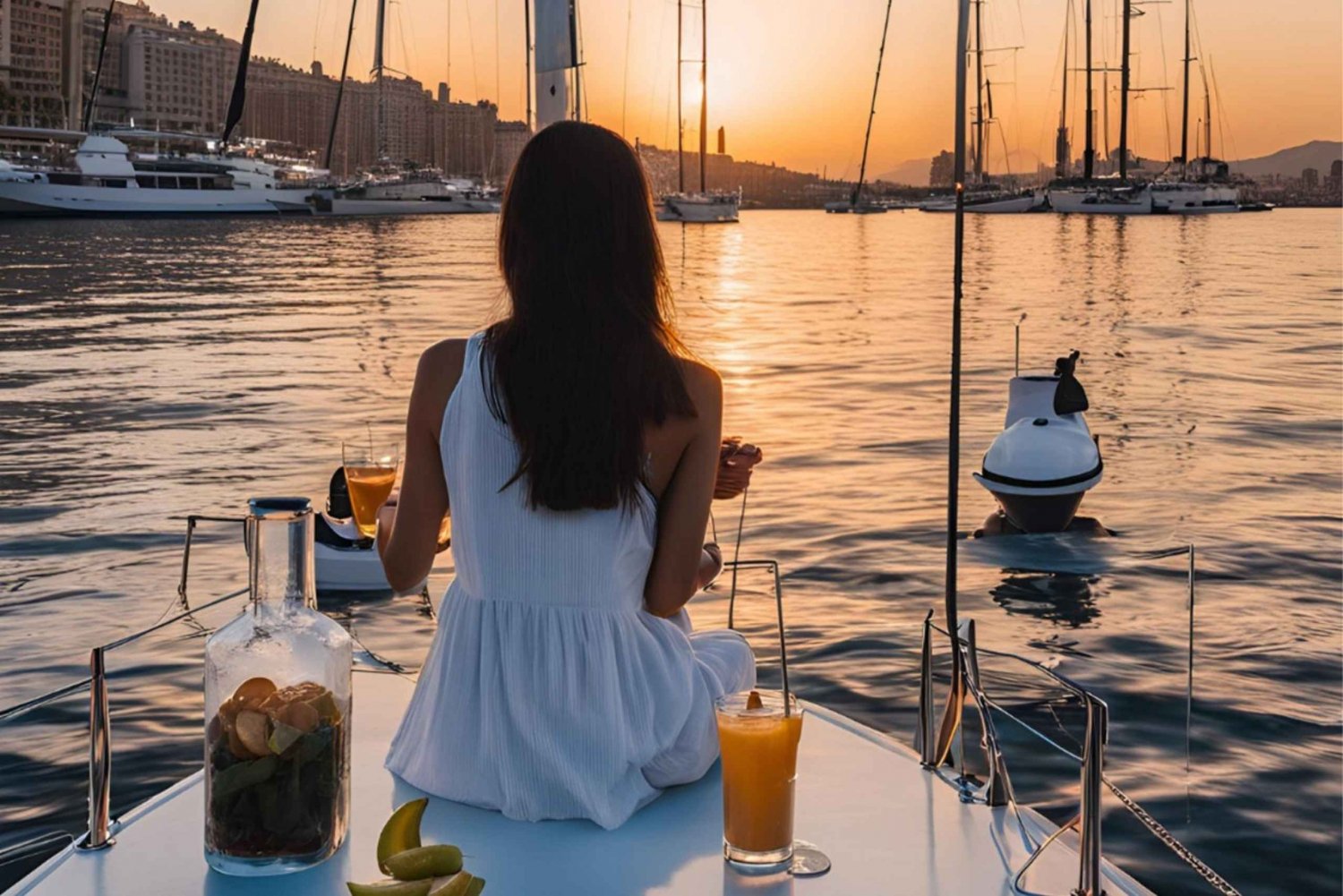 Barcelona: Passeio de veleiro ao pôr do sol com bebidas e lanches