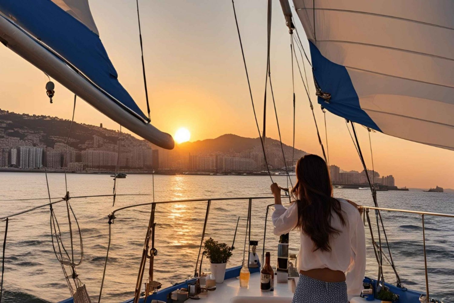 Barcelona: Crucero en velero al atardecer con bebidas y aperitivos