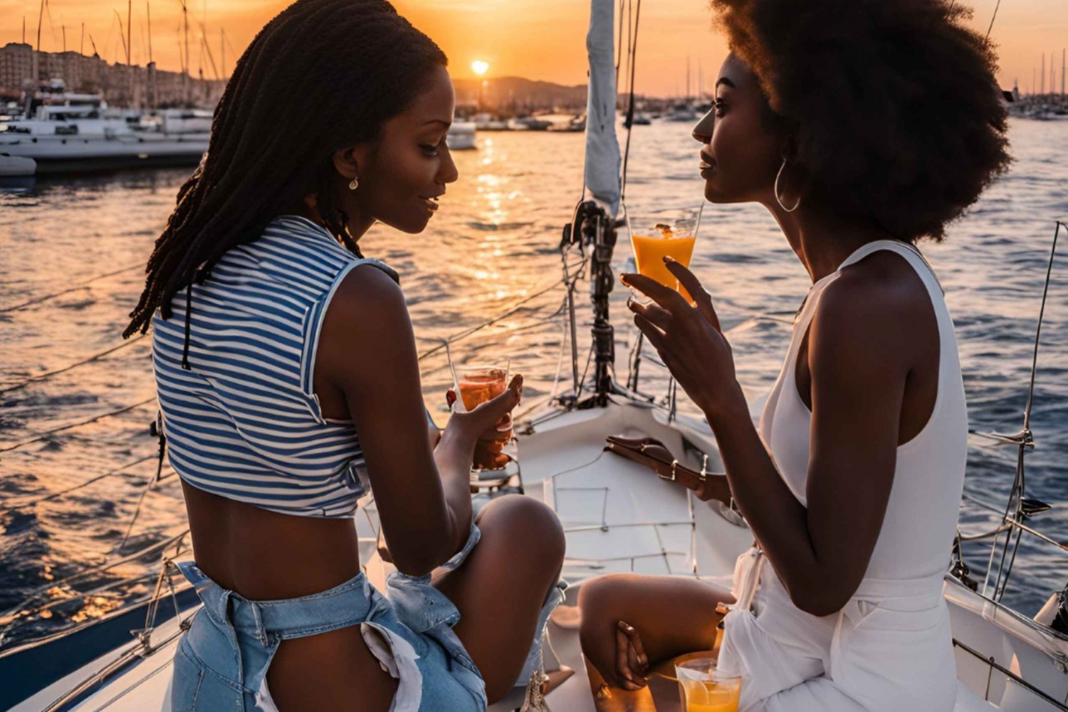 Barcelona: Crucero en velero al atardecer con bebidas y aperitivos