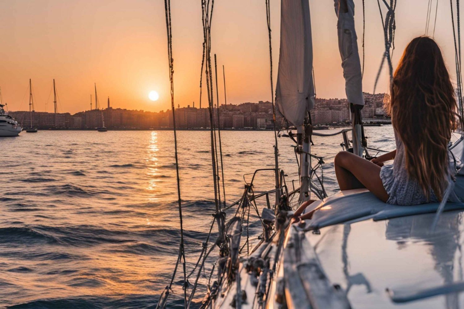 Barcelona: Crucero en velero al atardecer con bebidas y aperitivos