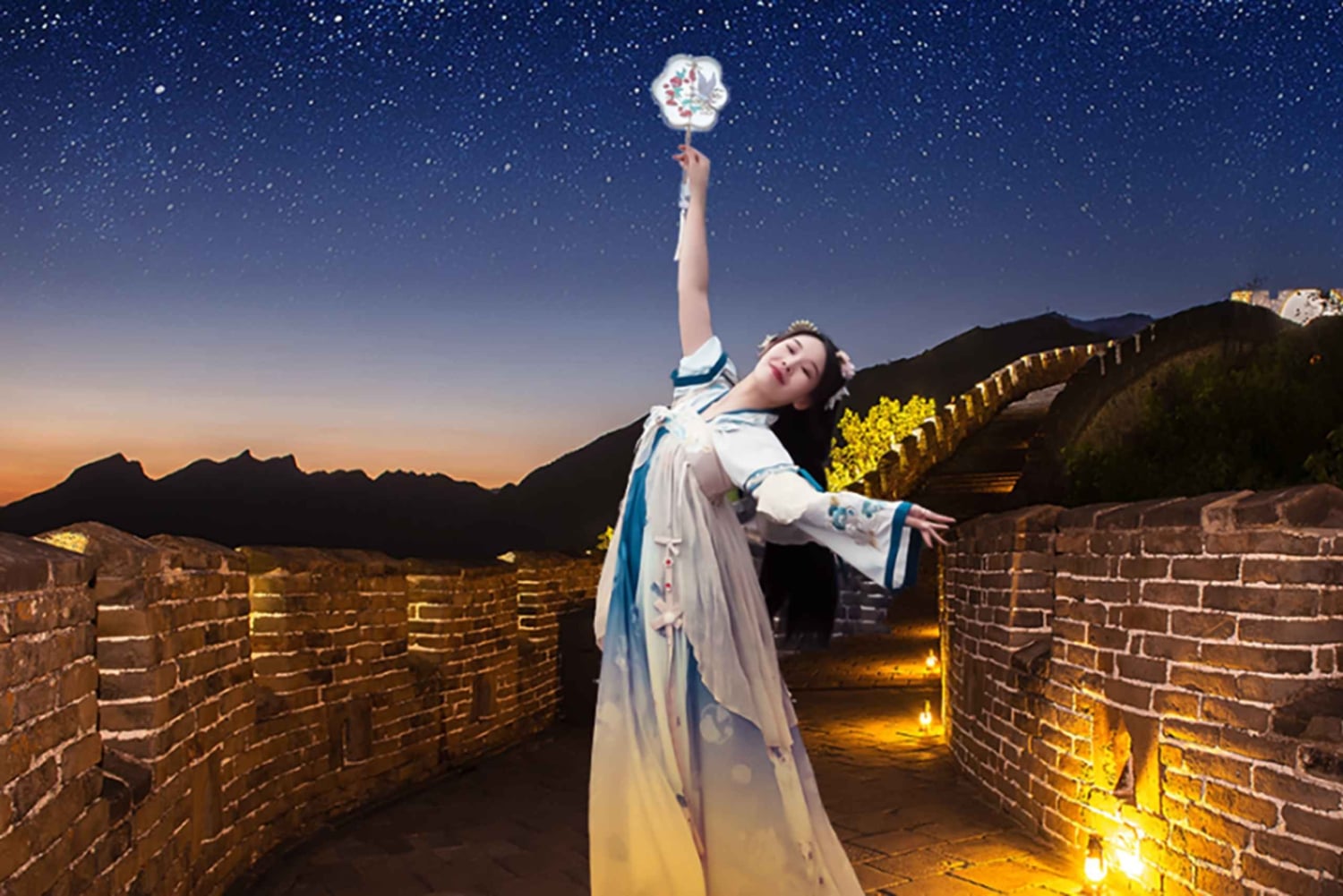 Twilight Glow ved Mutianyu Great Wall aften bustur + billet