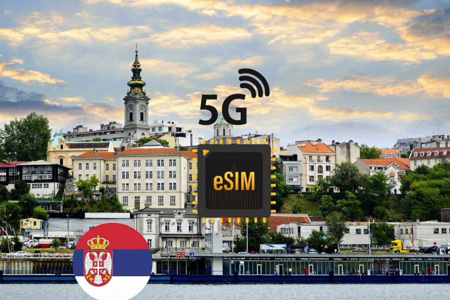 Beograd : eSIM Internett-dataplan Serbia høyhastighets 5G