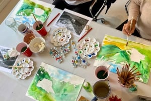 Bergen: maalata norjalainen maisema vesiväreillä