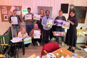 Bergen: maalata norjalainen maisema vesiväreillä