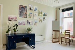 Bergen: maalata norjalainen maisema vesiväreillä