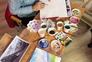 Bergen: maalata norjalainen maisema vesiväreillä