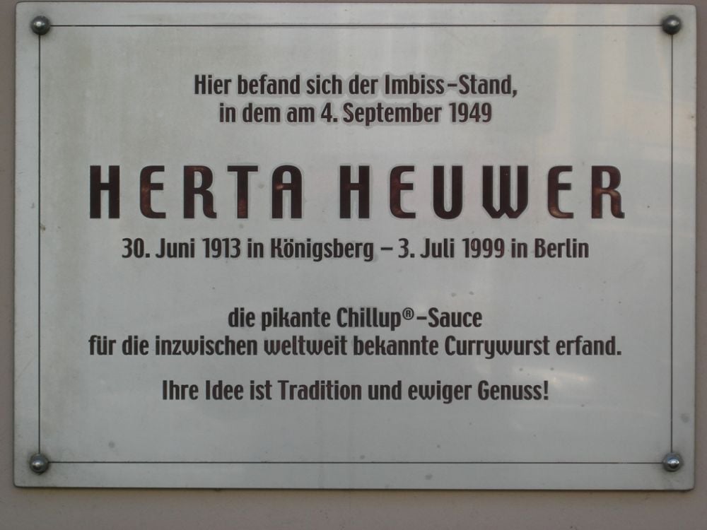 The plaque at the site of Herta Heuwer