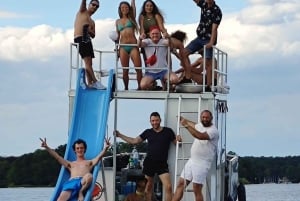 Berlin: Boat Rental BBQ boat with waterslide for 12 people