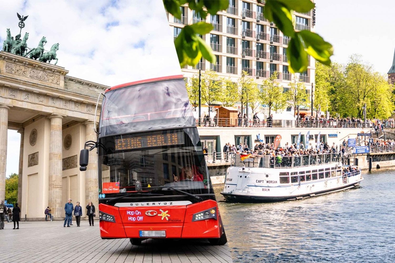 Berlín: Opción de autobús turístico con crucero con paradas libres