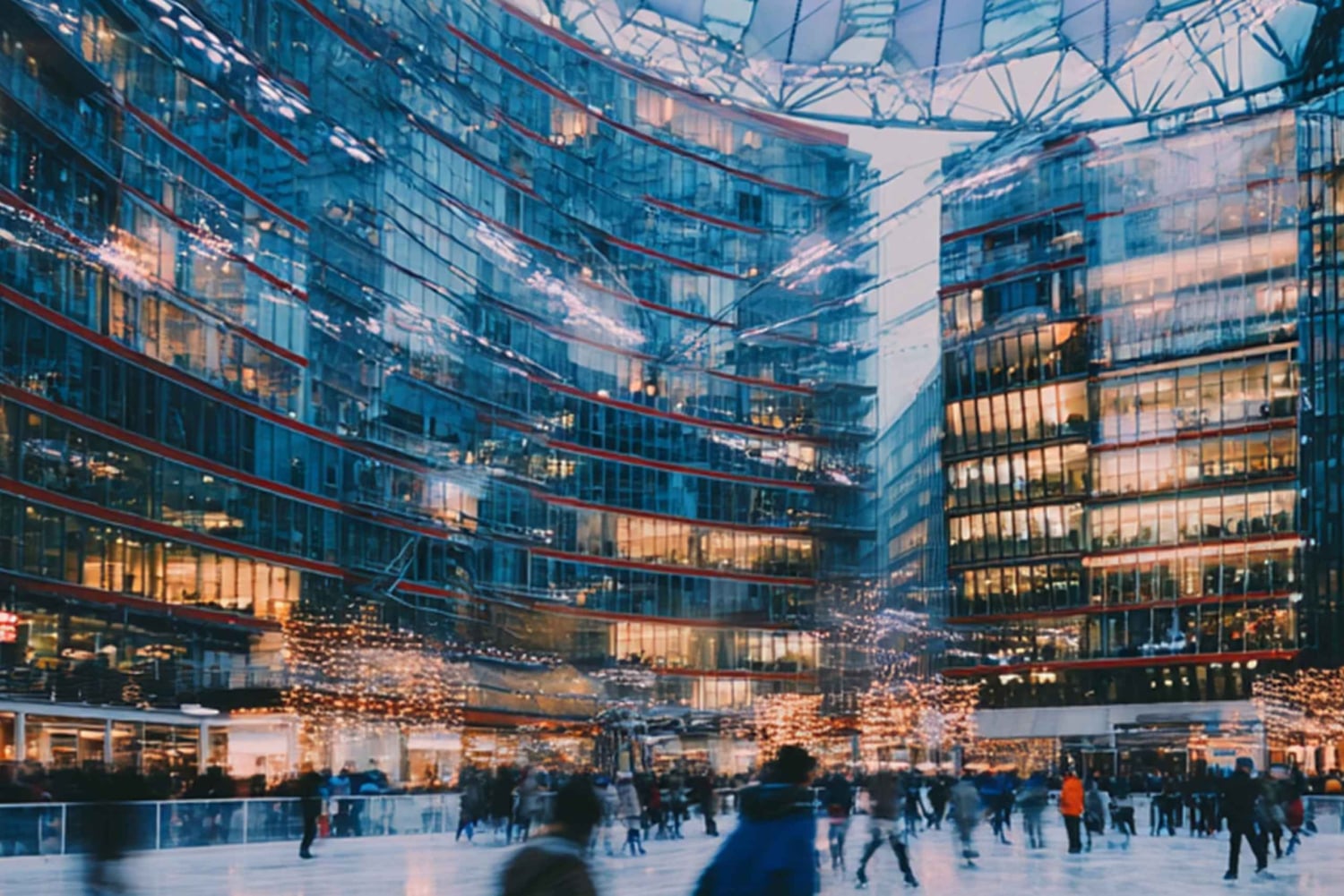 Berlin: Skøytegåing på «Das Center» på Potsdamer Platz