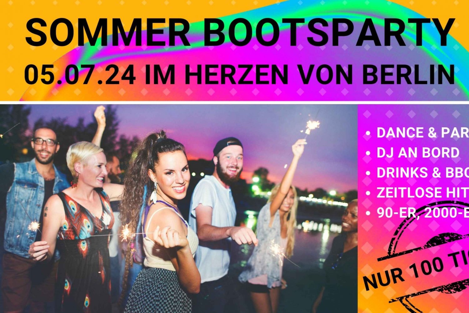 Sommerbåtfest i Berlin - DJ Dance Hits Drinker og BBQ