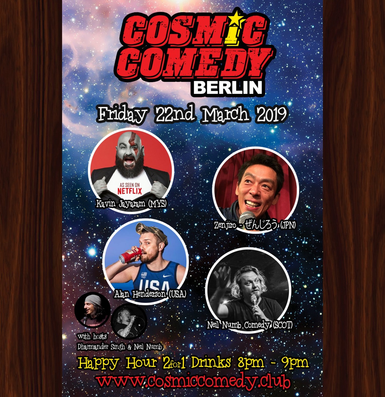 Cosmic Comedy Club with Free pizza & shots