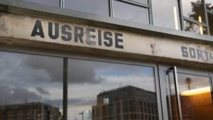 Historic entrance sign at the Tränenpalast