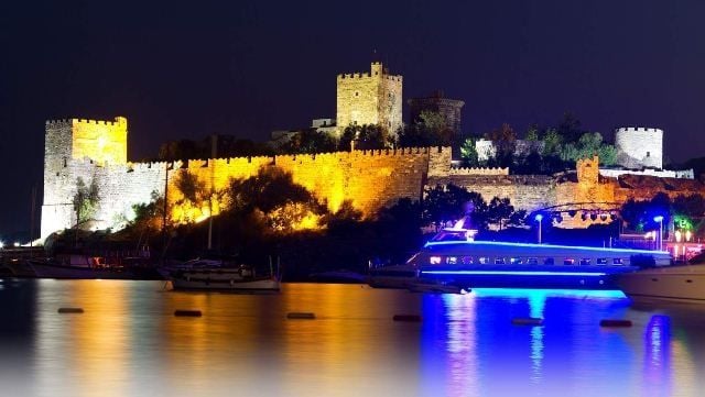 Bodrum castle at night