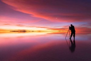 Bolivia: Zonsondergang op de zoutvlakte van Salar de Uyuni