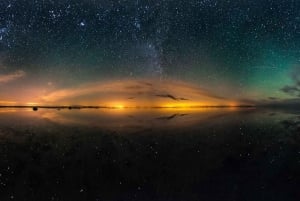 Salar de Uyuni: Solnedgang + natstjerner