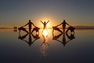 Sunrise in the Uyuni Salt Flats.