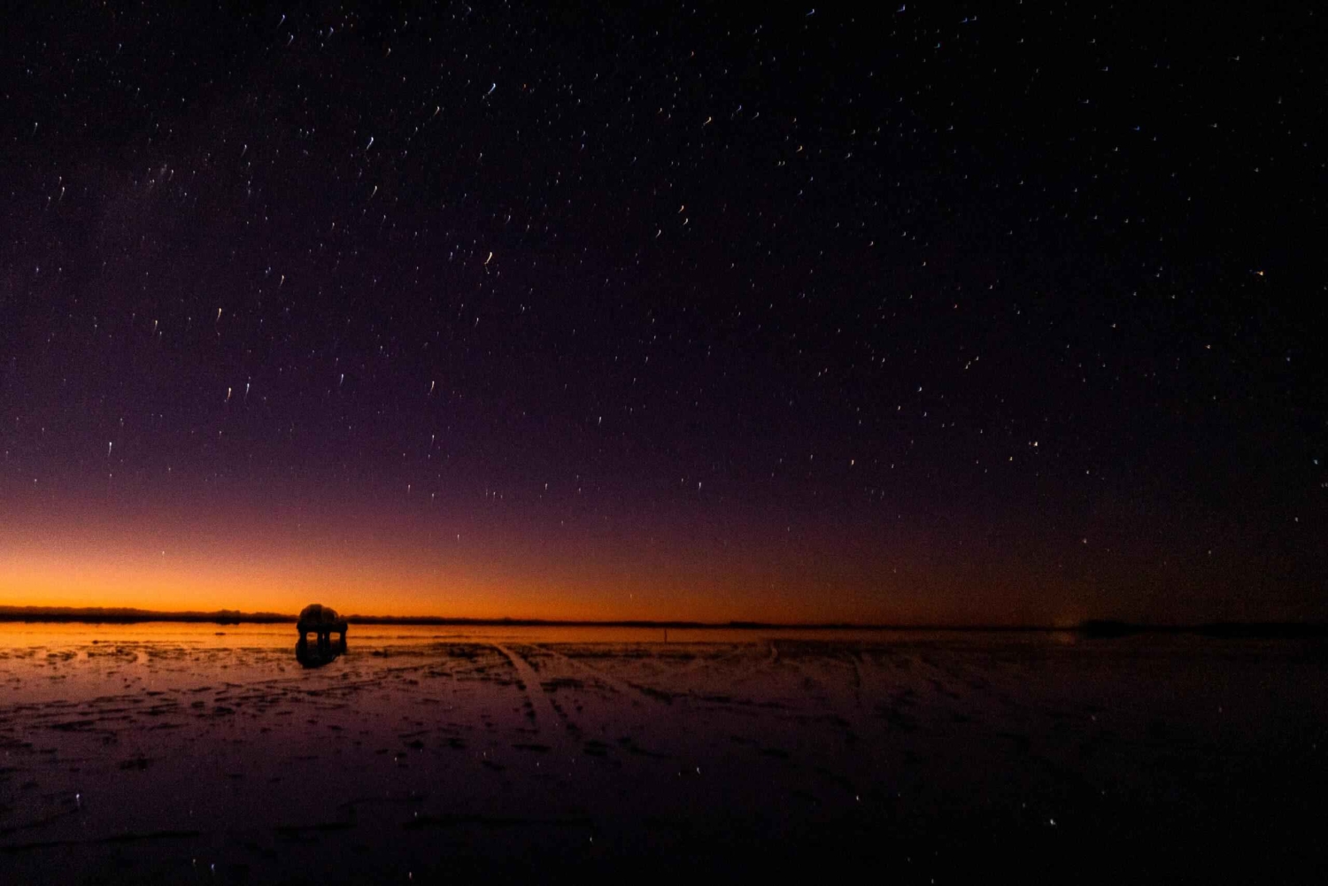 Uyuni: Zonsondergang + Sterrennacht in de zoutvlakte van Uyuni