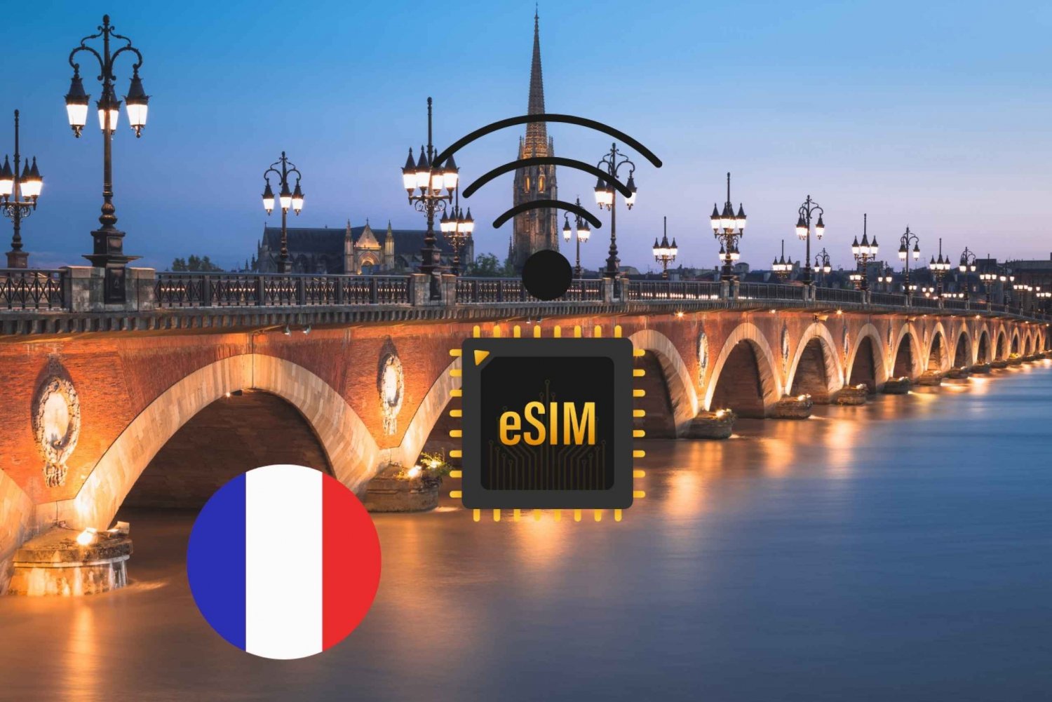 Bordeaux : eSIM Internett-dataplan Frankrike høyhastighets 5G/4G