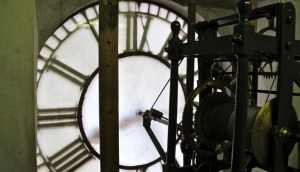 Behind the clock on the Corn Exchange