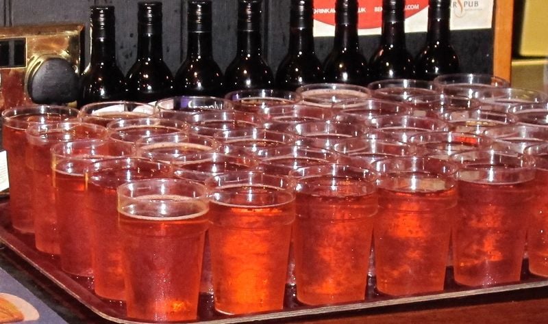 A tray of locally brewed cider