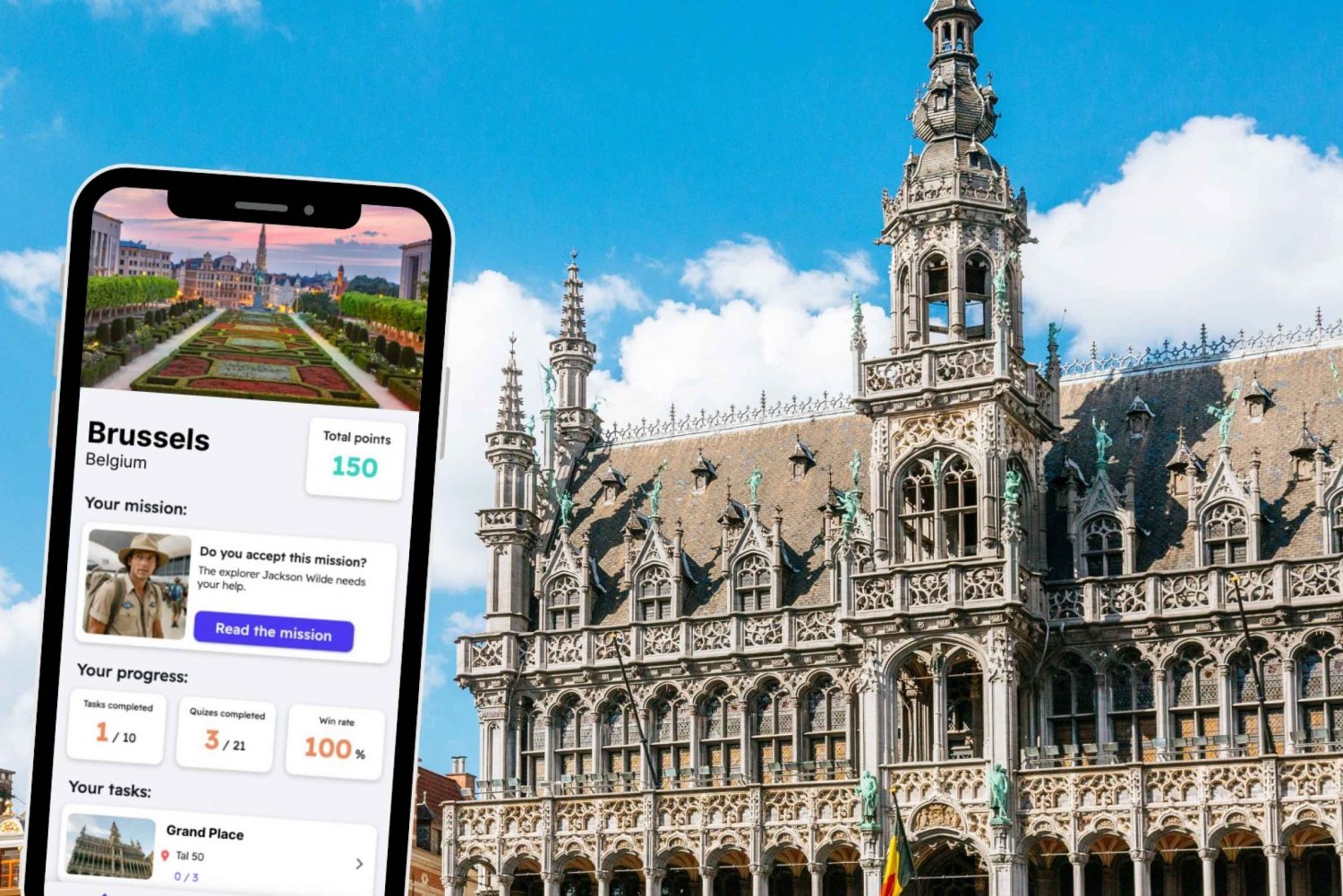 Brussel: City Exploration Game and Tour på telefonen