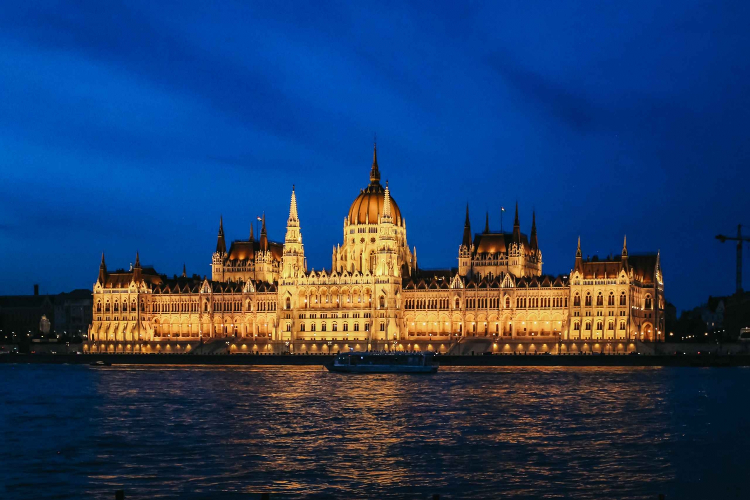 Budapest: crociera serale di un'ora con bevanda