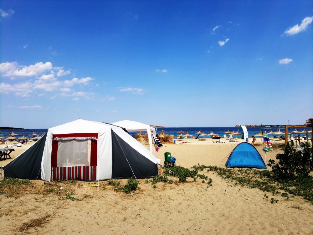 Camping on the sandy coastline