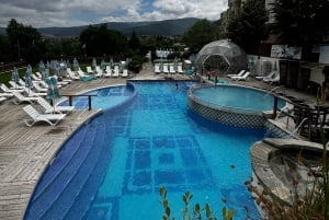 Hot thermal water,waterfall,Resilovski monastery from Sofia