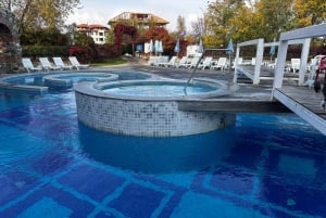 Hot thermal water,waterfall,Resilovski monastery from Sofia