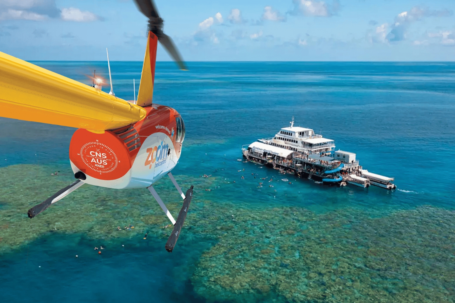 Fra Cairns: Moore Reef, Fitzroy Island Tour med helikopter