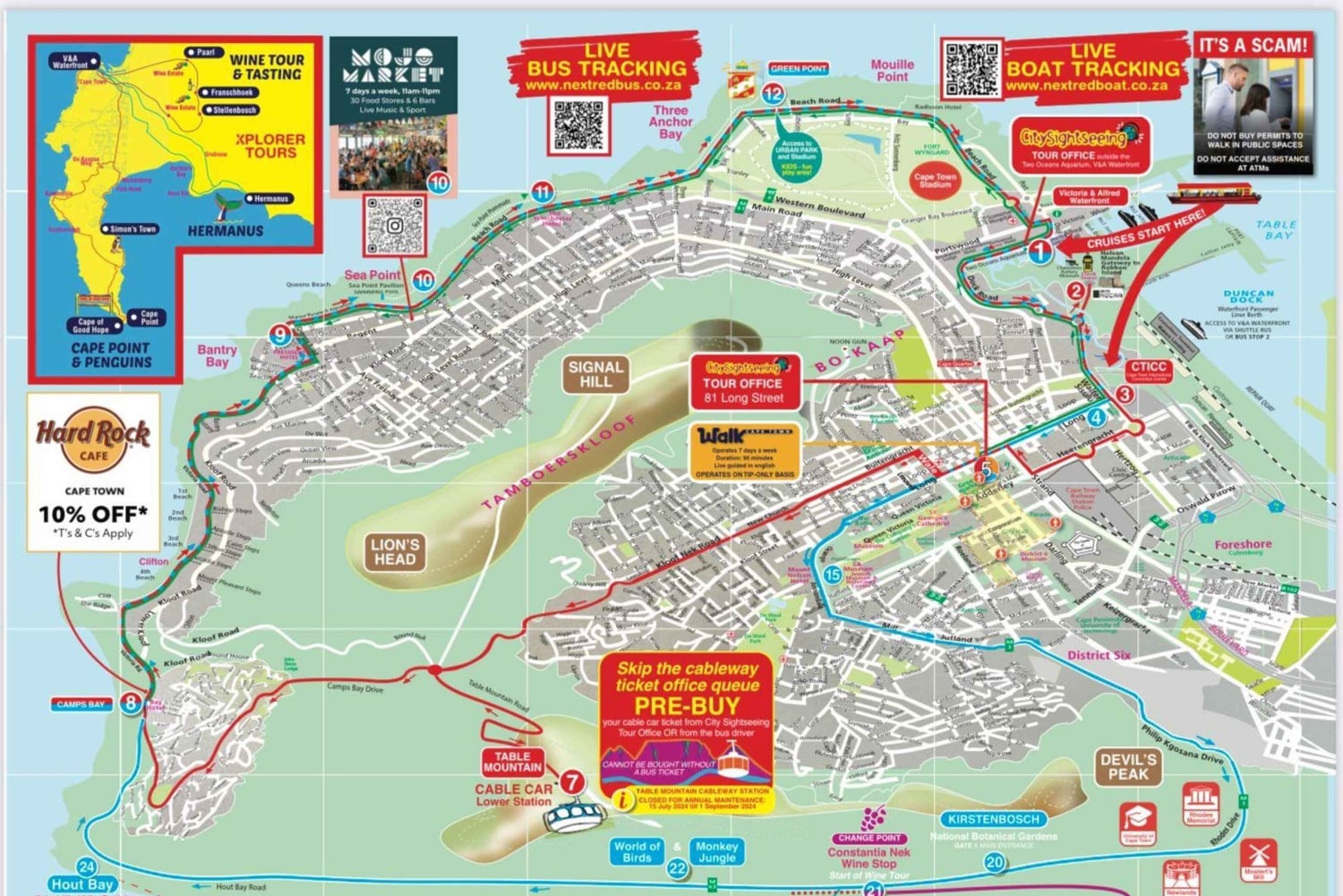 ケープタウン：ホテル送迎付きホップオン ホップオフ バスツアー