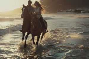 Kapkaupunki: Yksityinen ratsastusretki rannalla, viiniretki ja lounas