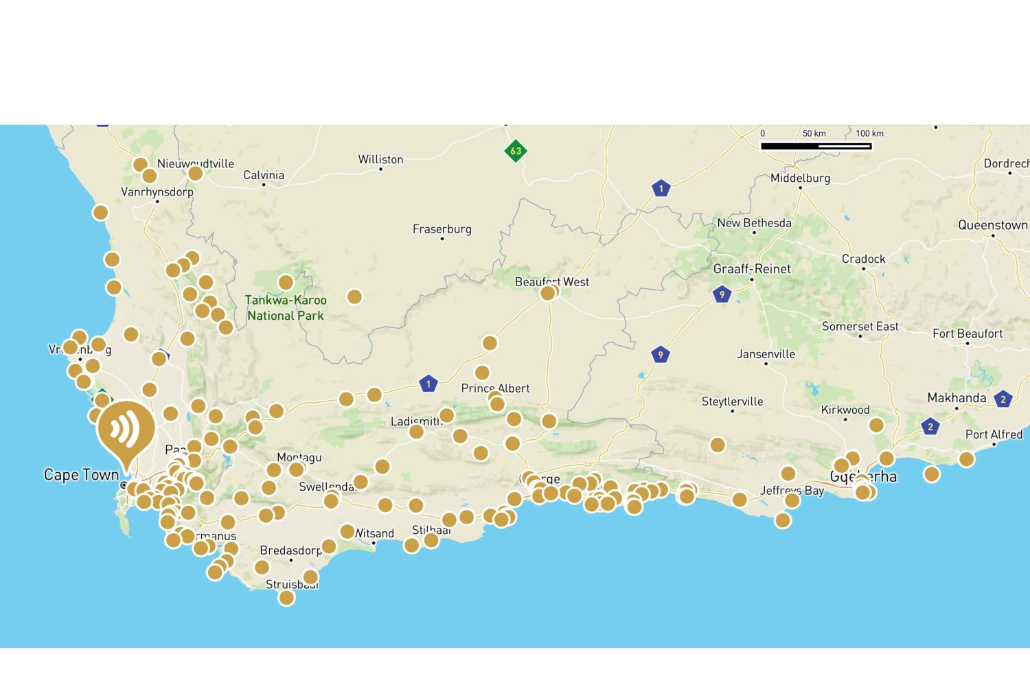 南アフリカ: ガーデン ルートと西ケープのオーディオガイド アプリ