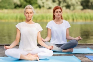Yoga class and relax section