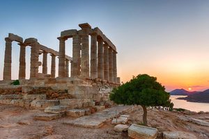 Ateny: Świątynia Posejdona i zachód słońca na przylądku Sounion