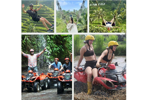 ATV + zipline, gynge og skybike i rismarken i Ubud