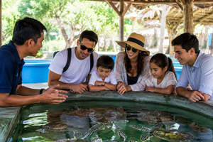 tour en barco con suelo de cristal por la isla de las Tortugas con traslado