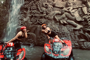 Ubud: ATV Quad Bike through river, rice fields & waterfall